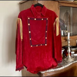 Double D Ranch Cherry Red Suede Shirt.